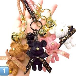 Cute Bear Keychain Set - Brown, Black, Pink, White